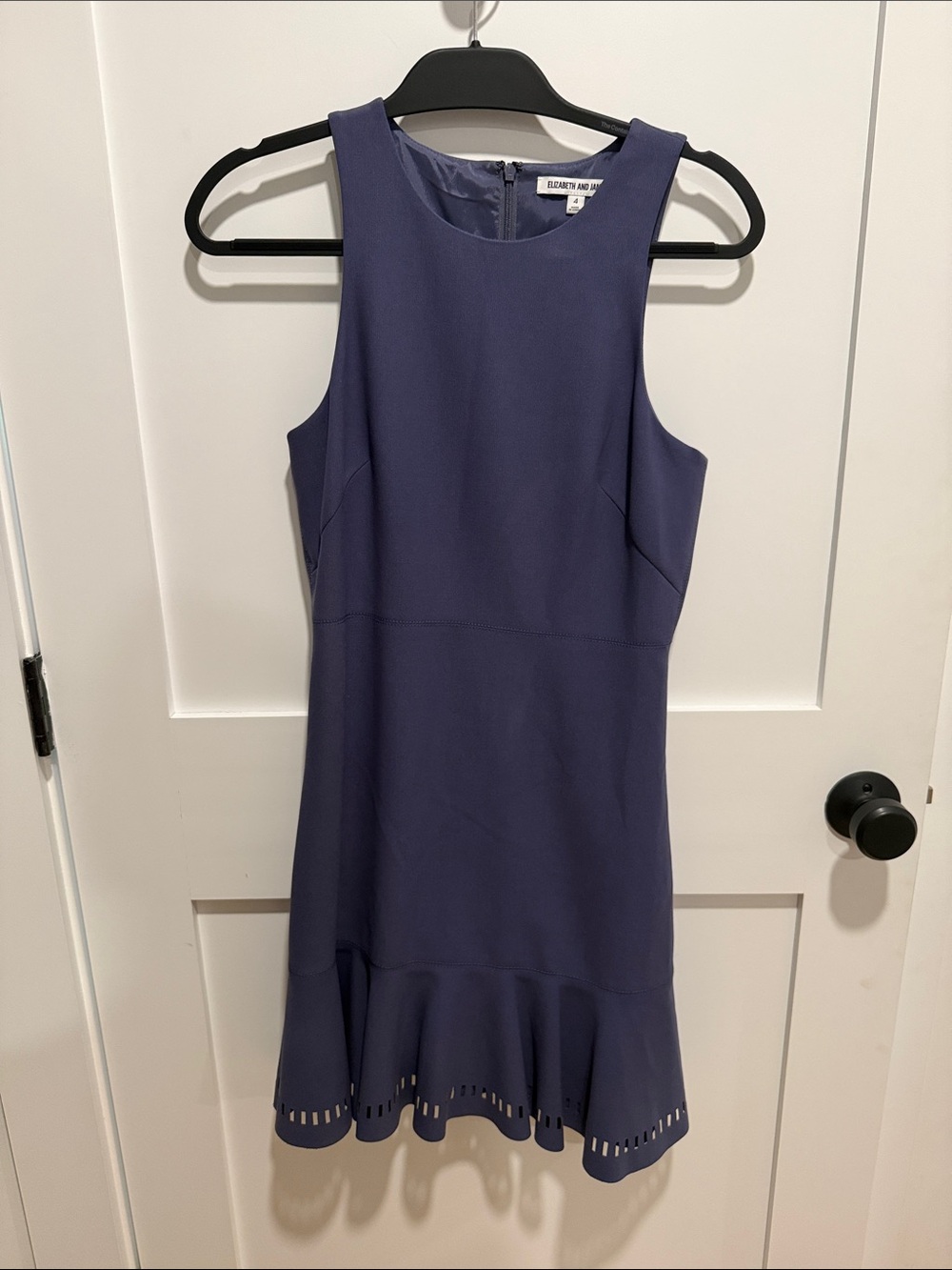 Elizabeth and James Purple Sleeveless Fit-and-Flare Dress with Laser-Cut Hem